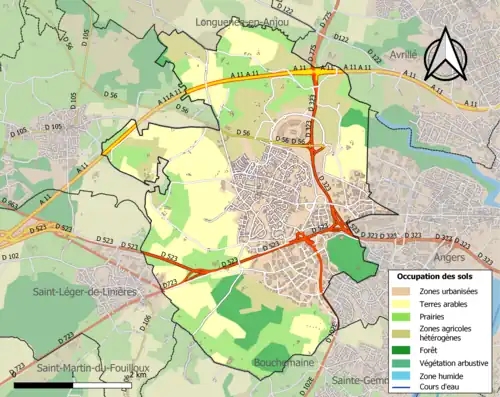 Carte en couleurs présentant l'occupation des sols.