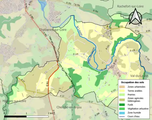 Carte en couleurs présentant l'occupation des sols.