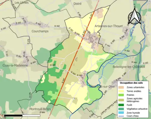 Carte en couleurs présentant l'occupation des sols.