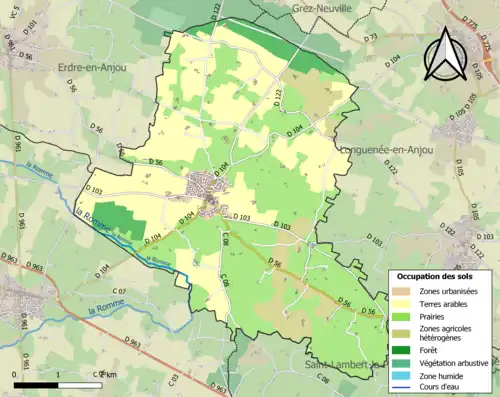 Carte en couleurs présentant l'occupation des sols.