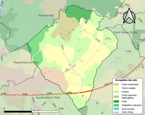 Carte en couleurs présentant l'occupation des sols.