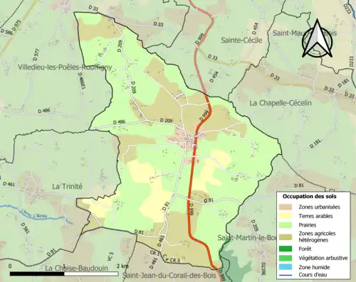 Carte en couleurs présentant l'occupation des sols.