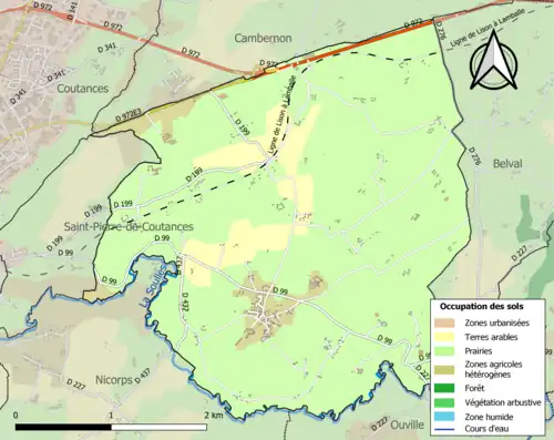 Carte en couleurs présentant l'occupation des sols.