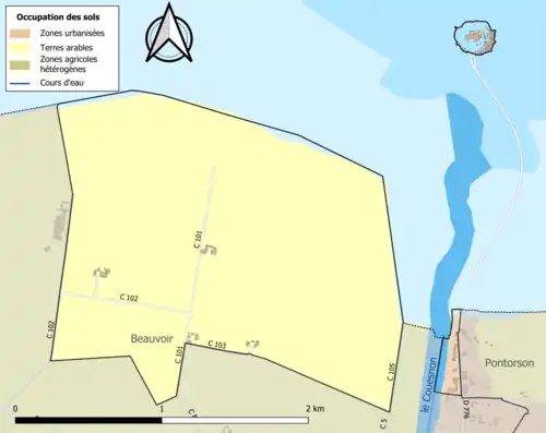Carte en couleurs présentant l'occupation des sols.