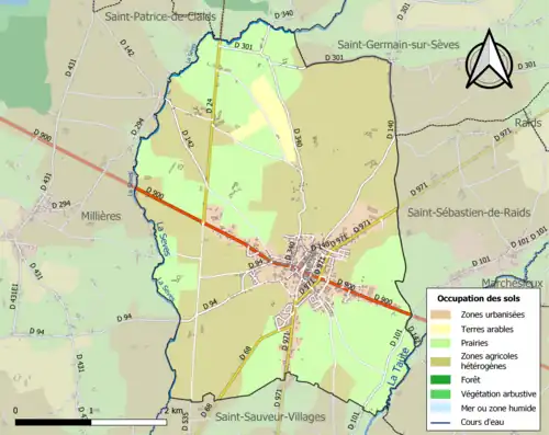 Carte en couleurs présentant l'occupation des sols.