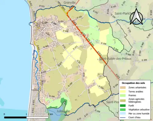 Carte en couleurs présentant l'occupation des sols.