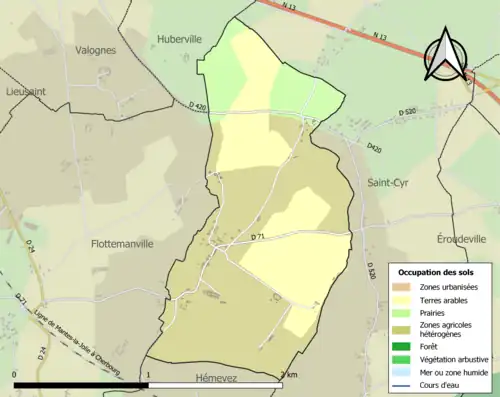 Carte en couleurs présentant l'occupation des sols.