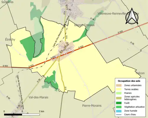 Carte en couleurs présentant l'occupation des sols.