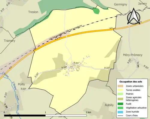 Carte en couleurs présentant l'occupation des sols.