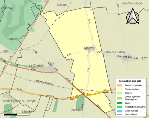 Carte en couleurs présentant l'occupation des sols.