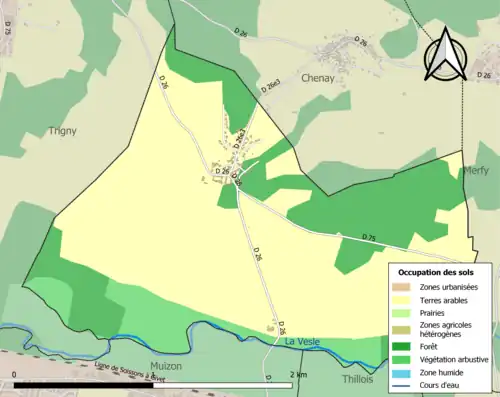Carte en couleurs présentant l'occupation des sols.