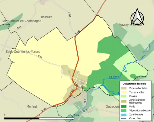 Carte en couleurs présentant l'occupation des sols.