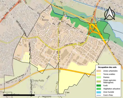 Carte en couleurs présentant l'occupation des sols.