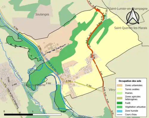 Carte en couleurs présentant l'occupation des sols.