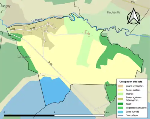Carte en couleurs présentant l'occupation des sols.