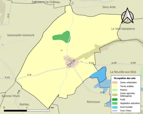 Carte en couleurs présentant l'occupation des sols.