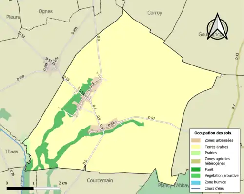 Carte en couleurs présentant l'occupation des sols.