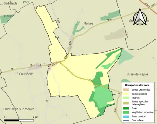 Carte en couleurs présentant l'occupation des sols.