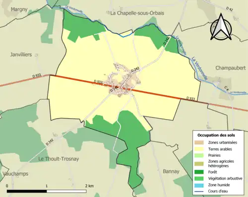 Carte en couleurs présentant l'occupation des sols.