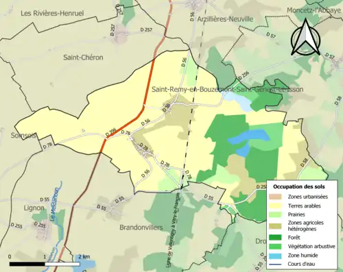 Carte en couleurs présentant l'occupation des sols.