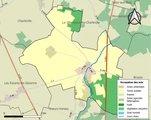 Carte en couleurs présentant l'occupation des sols.