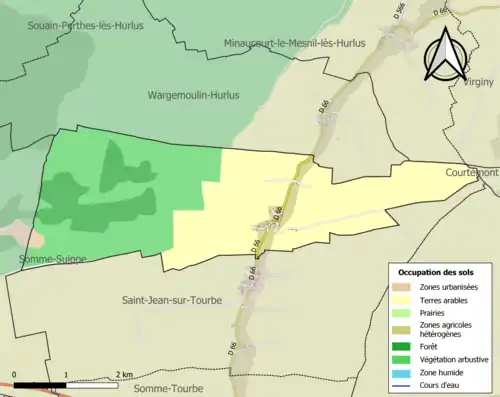 Carte en couleurs présentant l'occupation des sols.