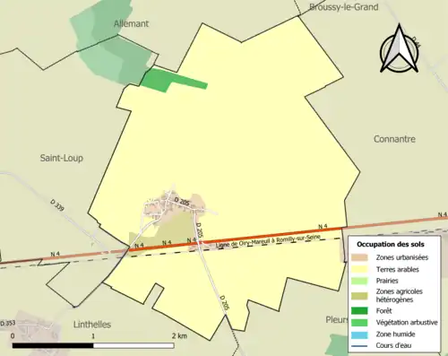 Carte en couleurs présentant l'occupation des sols.