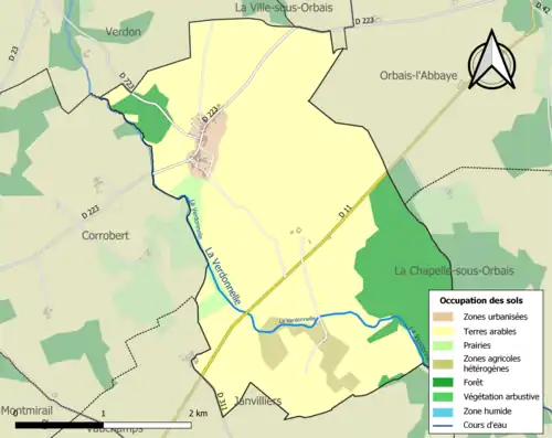 Carte en couleurs présentant l'occupation des sols.