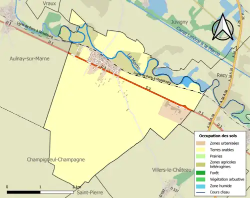 Carte en couleurs présentant l'occupation des sols.