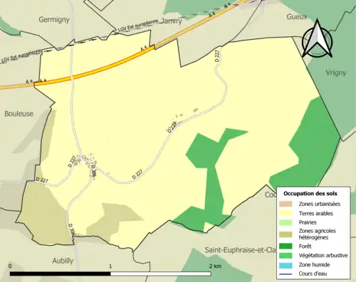 Carte en couleurs présentant l'occupation des sols.