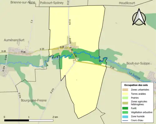 Carte en couleurs présentant l'occupation des sols.