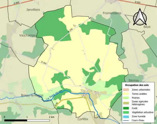 Carte en couleurs présentant l'occupation des sols.
