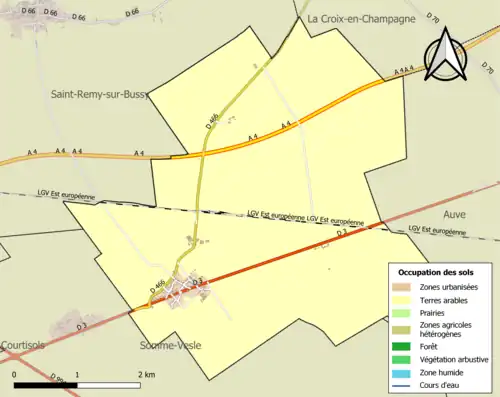 Carte en couleurs présentant l'occupation des sols.
