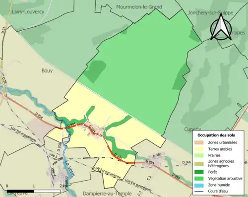 Carte en couleurs présentant l'occupation des sols.