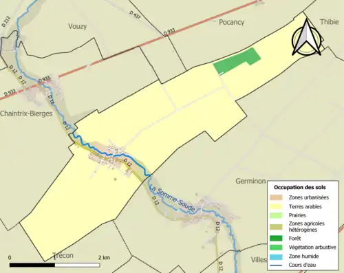 Carte en couleurs présentant l'occupation des sols.