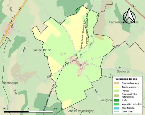 Carte en couleurs présentant l'occupation des sols.