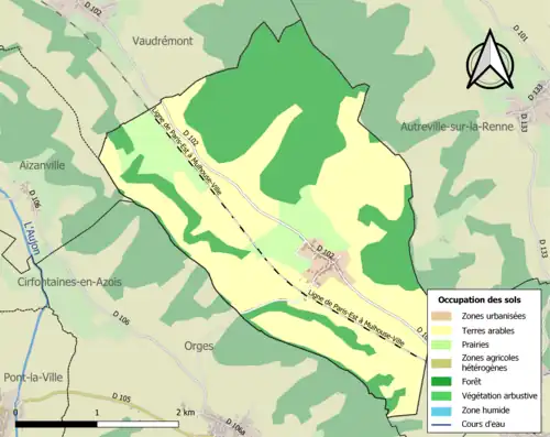 Carte en couleurs présentant l'occupation des sols.