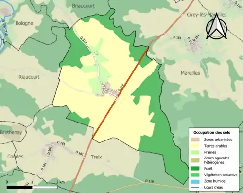 Carte en couleurs présentant l'occupation des sols.