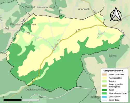 Carte en couleurs présentant l'occupation des sols.