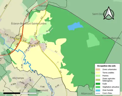 Carte en couleurs présentant l'occupation des sols.