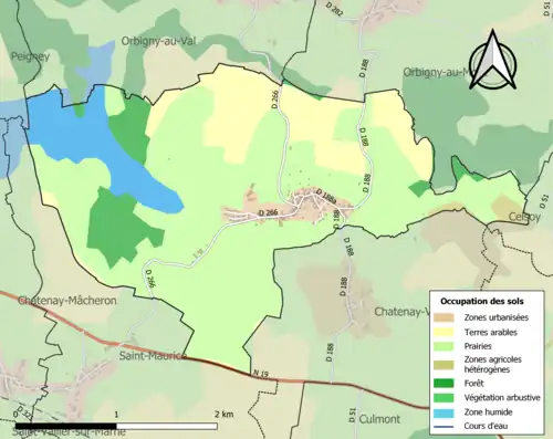 Carte en couleurs présentant l'occupation des sols.