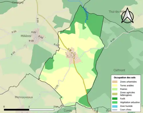 Carte en couleurs présentant l'occupation des sols.