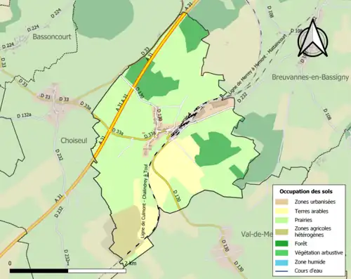 Carte en couleurs présentant l'occupation des sols.