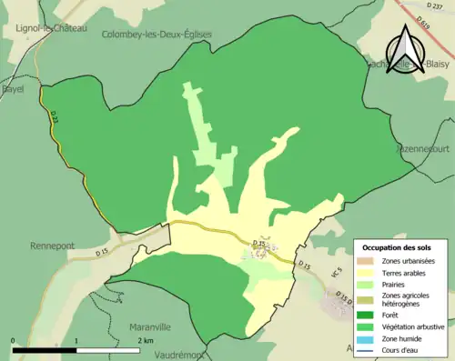 Carte en couleurs présentant l'occupation des sols.