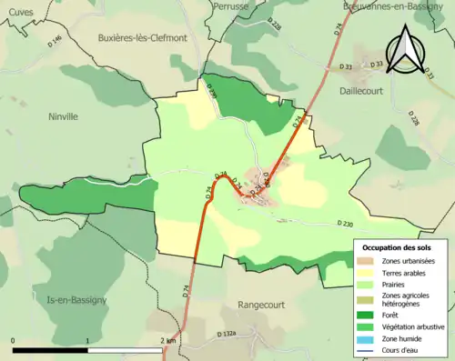 Carte en couleurs présentant l'occupation des sols.