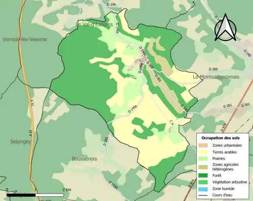Carte en couleurs présentant l'occupation des sols.