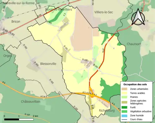 Carte en couleurs présentant l'occupation des sols.