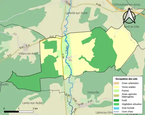 Carte en couleurs présentant l'occupation des sols.