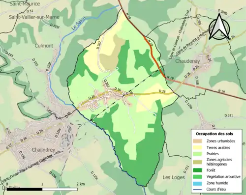 Carte en couleurs présentant l'occupation des sols.