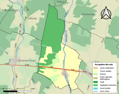 Carte en couleurs présentant l'occupation des sols.
